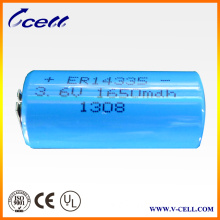 3.6V 1650mAh 2/3AA Er14335 Li-Socl2 Cylindrical Battery